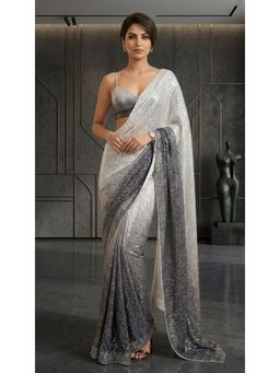 HANDME - Sparkling Ombre Premium Sequins Pre Drape Saree with Unstitched Blouse