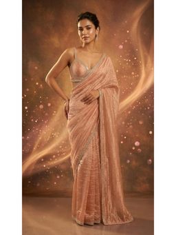 HANDME - Ready To Wear Blush Pearl Zari Butti Embroidered Saree with Blouse Fabric