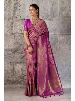 Mysilklove - Thistle Purple Woven Kanjivaram Saree with Unstitched Blouse