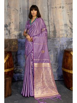 Mysilklove - Wisdom Purple Handloom Satin Silk Saree with Unstitched Blouse