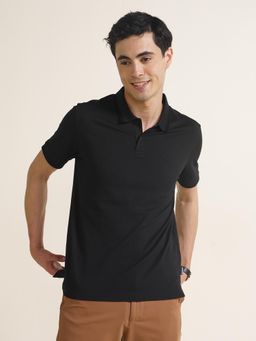 DaMENSCH - Black Thermoregulating Regular Fit Polo T-Shirt