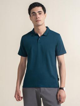 DaMENSCH - Teal Thermoregulating Regular Fit Polo T-Shirt