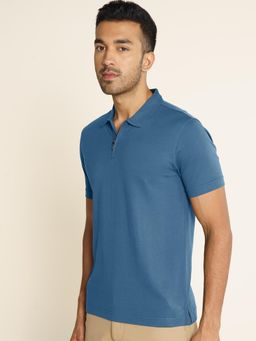 DaMENSCH - Men Blue Thermoregulating Regular Fit Polo T-shirt
