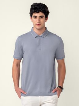 DaMENSCH - Men Lavender Thermoregulating Regular Fit Polo T-Shirt