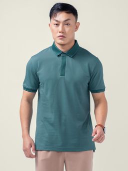 DaMENSCH - Men Teal Thermoregulating Regular Fit Polo T-Shirt