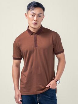 DaMENSCH - Men Brown Thermoregulating Regular Fit Polo T-Shirt