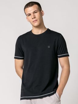 DaMENSCH - Men Solid Black Regular Fit T-Shirt