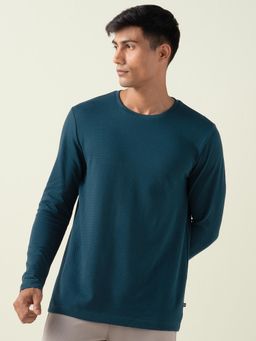 DaMENSCH - Men Teal Popcorn Textured Full Sleeves T Shirt
