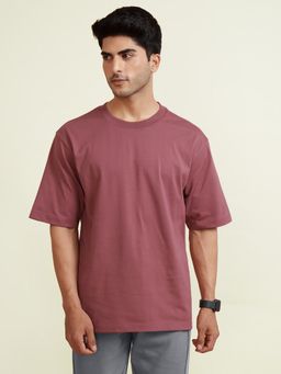 DaMENSCH - Mauve Oversized Solid T-Shirt