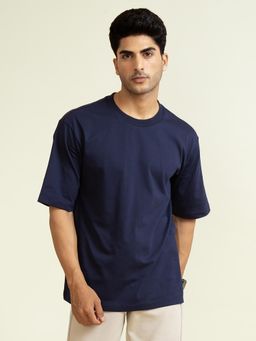 DaMENSCH - Blue Oversized Solid T-Shirt