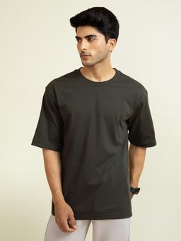 DaMENSCH - Olive Oversized Solid T-Shirt
