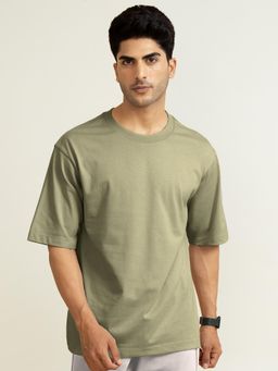 DaMENSCH - Green Oversized Solid T-Shirt