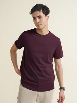 DaMENSCH - Men Burgundy Pique T-Shirt