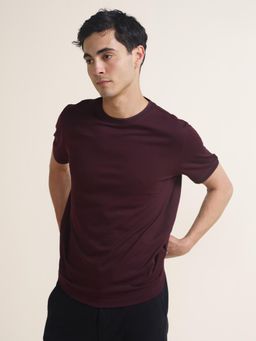 DaMENSCH - Men Maroon Elemental Pique T-Shirt