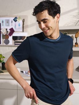 DaMENSCH - Men Blue Elemental Pique T-Shirt