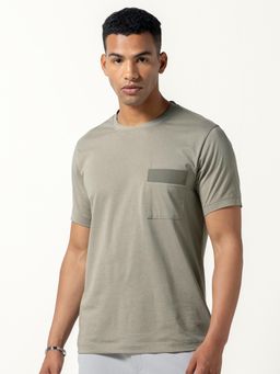 DaMENSCH - Men Beige Round Neck T-Shirt