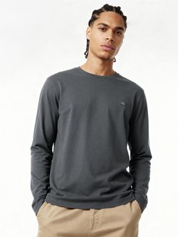 DaMENSCH - Men Grey Full Sleeve T Shirt