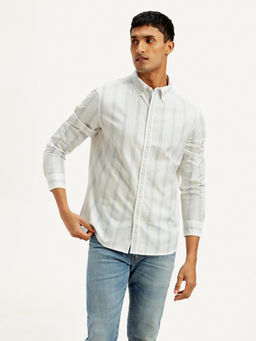 Levi's - Men's White Striped Slim Fit Shirt