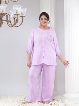 Bani Women - Plus Size Lavender Shirt & Trouser (Set of 2)
