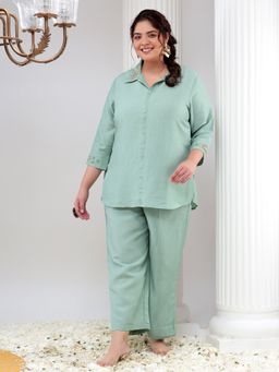 Bani Women - Plus Size Green Shirt & Trouser (Set of 2)