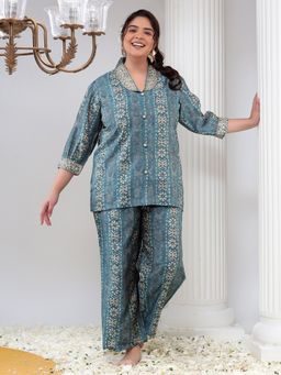 Bani Women - Plus Size Blue Tunic & Trouser (Set of 2)