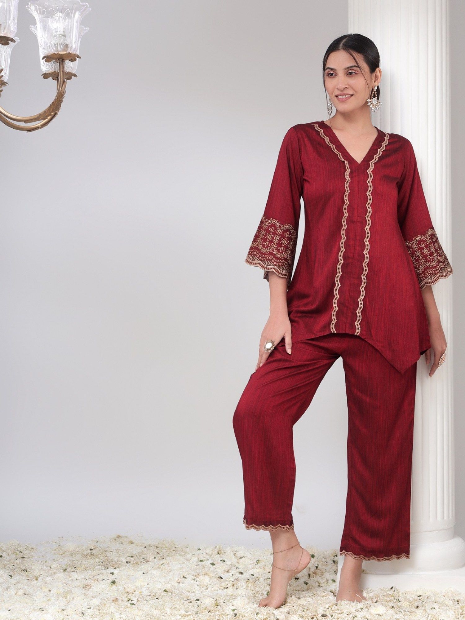 bani women Maroon Tunic and Trouser (Set of 2)-picture-0