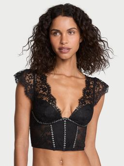 Victoria's Secret - Dream Angels Twinkle Lace Cap-Sleeve Corset Top