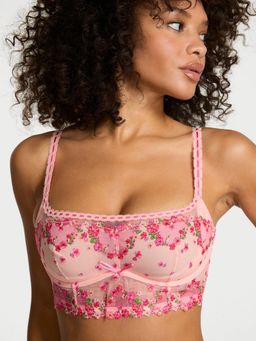 Victoria's Secret - Dream Angels Hearts and Roses Embroidery Pink Bralette Pink Bra