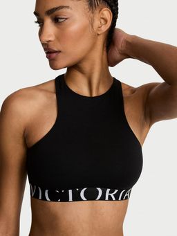 Victoria's Secret - The T-shirt Cotton Exploded Logo Unlined High-Neck Black Bra