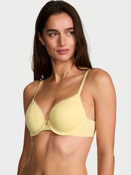 Victoria's Secret - The T-Shirt Perfect Shape Cotton Shadow Stripe Lace-Trim Push-Up Yellow Bra