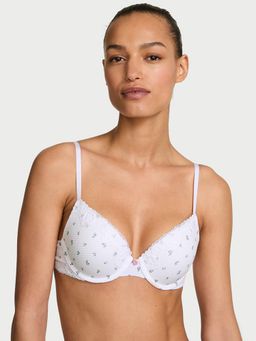 Victoria's Secret - The T-Shirt Perfect Shape Cotton Shadow Stripe Lace-Trim Push-Up White Bra