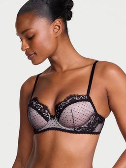 Victoria's Secret - Dream Angels Heritage Dot Mesh Lace-Trim Lightly Lined Demi White Bra