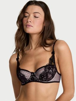 Victoria's Secret - Dream Angels Wicked Unlined Heritage Dot Mesh Lace-Trim Multi-Color Bra