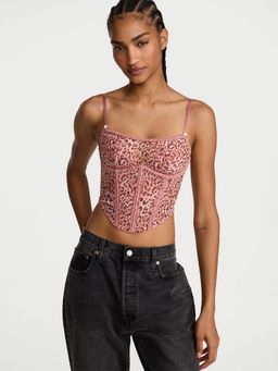 Victoria's Secret - Dream Angels Sweet Leopard Mesh Corset Top