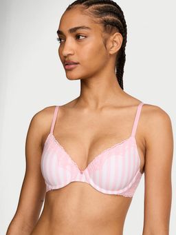 Victoria's Secret - The T-shirt Cotton Lace-Trim Lightly Lined Pink Bra
