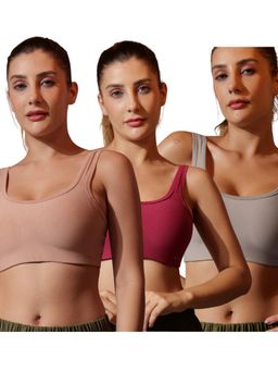 BODYSIZE - Women’s Everyday Non-Padded Cotton Multi-Color Bra (Pack of 3)