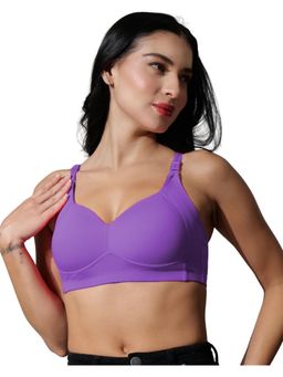 BODYSIZE - Women's Padded Cotton Lycra Wire Free High coverage Purple Bra
