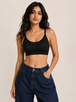 Shop The Edit - Low Back Multiway Padded Seamless Black Bra