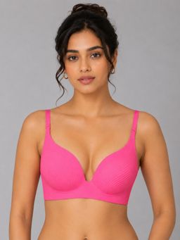 Shop The Edit - Seamless Thin Padded Push Up Pink Bra