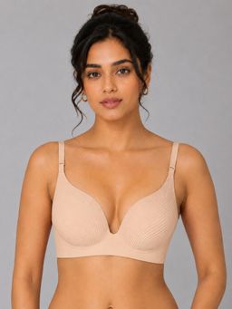 Shop The Edit - Seamless Thin Padded Push Up Beige Bra