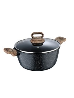 Bergner - Ultimate Ilag Marble Non Stick Casserole With Glass Lid- 3.8 Litres-Induction Base-Grey