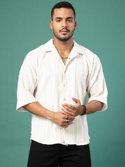 RIGO - Men White Solid Oversized Shirt