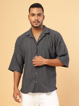 RIGO - Men Grey Solid Oversized Shirt