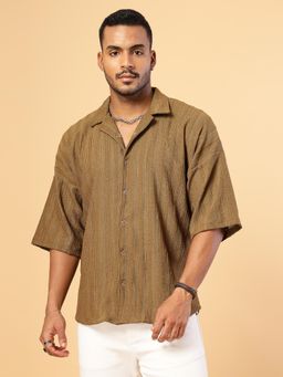 RIGO - Men Brown Solid Oversized Shirt