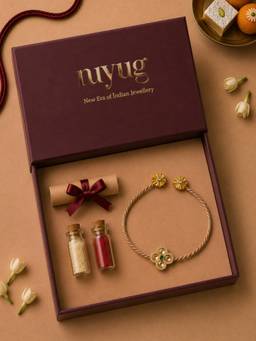 Nuyug - Royal Clover Kundan Rakhi Gift Set