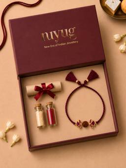 Nuyug - Rudraksha Lotus Rakhi Gift Set