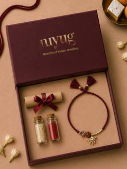 Nuyug - Rudraksha Floral Lumba Rakhi Gift Set