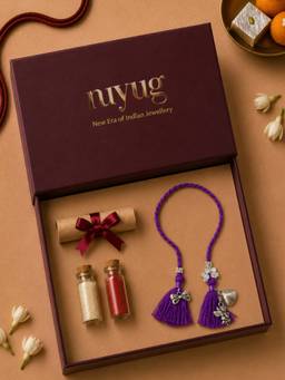 Nuyug - Purple Floral Tassel Lumba Rakhi Gift Set