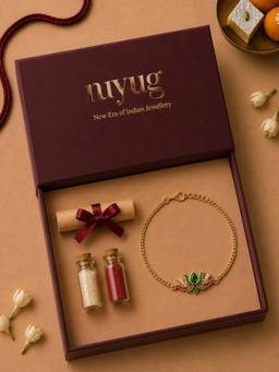 Nuyug - Blue Flower Beaded Rakhi Gift Set