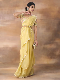 Kasee - Organza Lace Work Saree with Unstitched Blouse